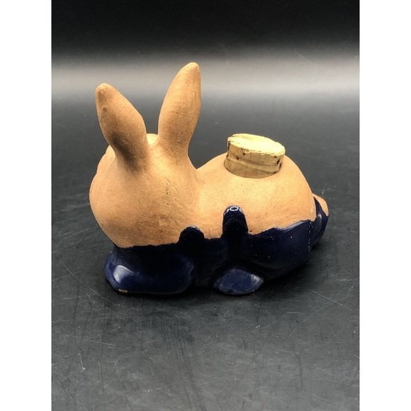 Vintage‎ Miniature Clay Bunny Rabbit Terracotta Glazed Blue with Cork 3” - Picture 3 of 6